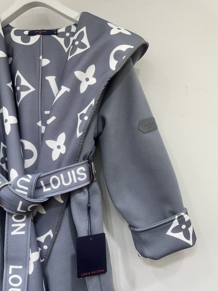 Louis Vuitton Long Wool Overcoat in Gray Monogram Coat