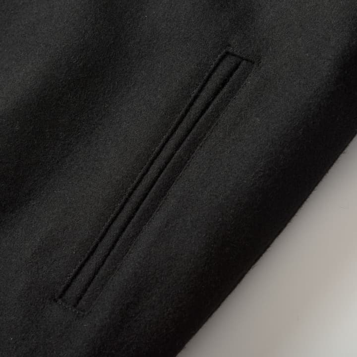 Fendi Black Wool Lapel Bomber Jacket in Black Wool Bomber Jacket