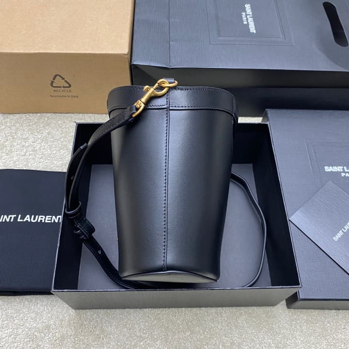 Saint Laurent Smooth Leather Basket Tote Bag