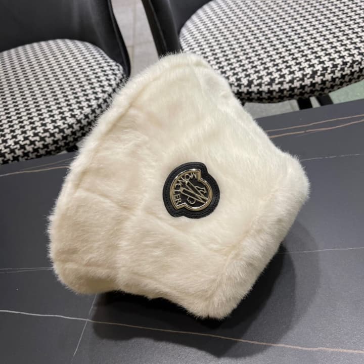 Moncler Fluffy Autumn/Winter Bucket Hat in Dark Gray Sherpa