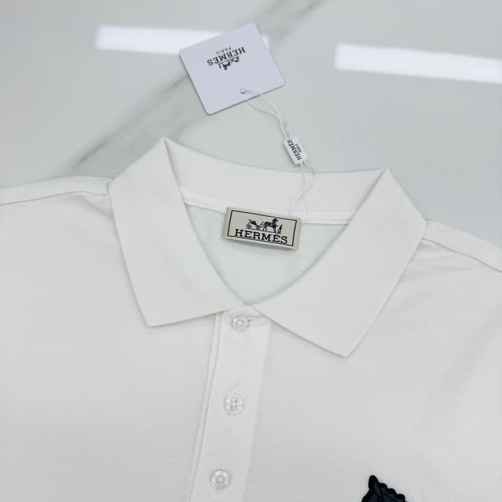 Hermès 3D Horse Flocking Polo Shirt in Black
