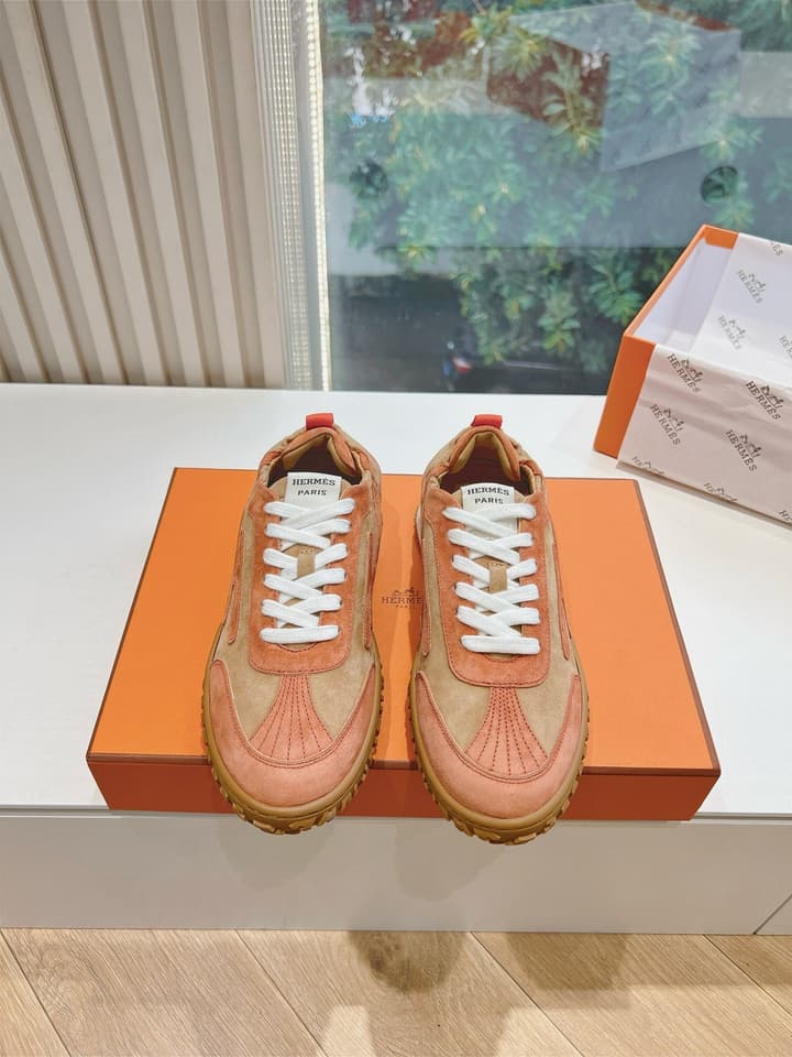 Hermès Bouncing Calfskin Sneakers in Tan Suede