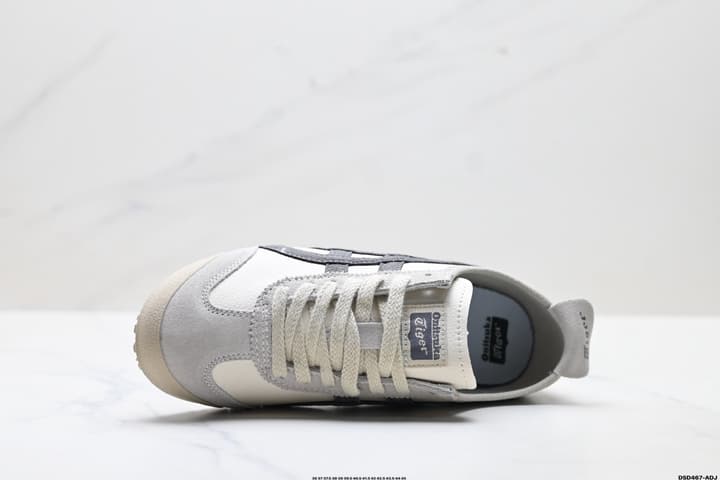 Onitsuka Tiger Mexico 66 Slip-On Sneakers in Cream With Charcoal Stripes