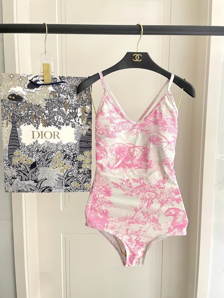 Dior Backless One-Piece Swimsuit in Light Blue Tie-dye Pattern