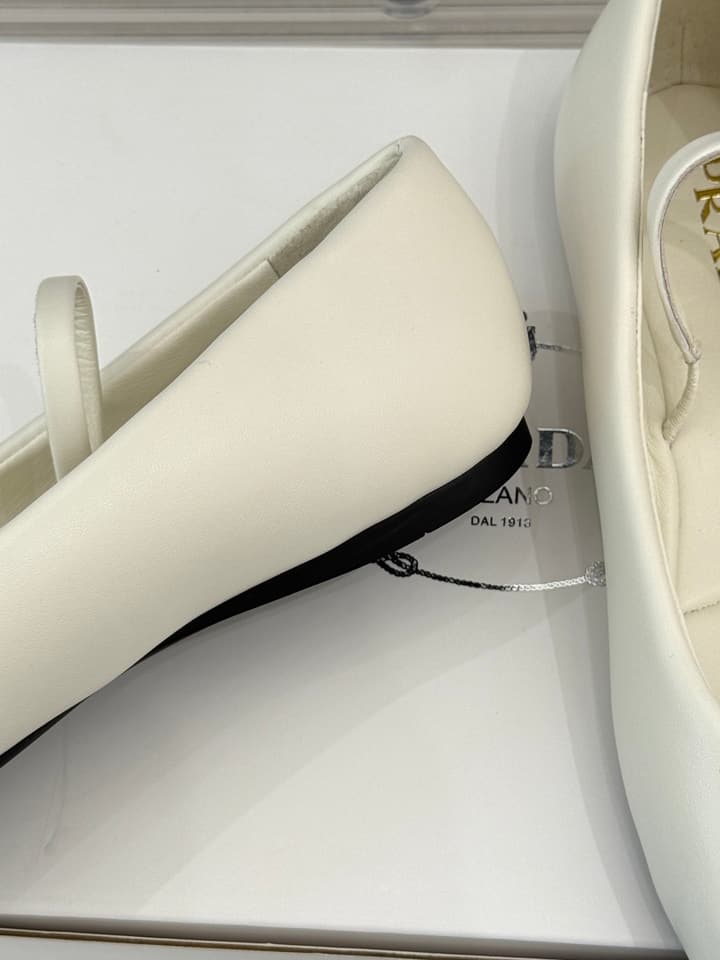 Prada Classic Mary Jane Flats in Cream