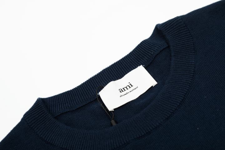 Ami Paris Classic Heart Embroidered Knit T-Shirt – 2025SS in Black