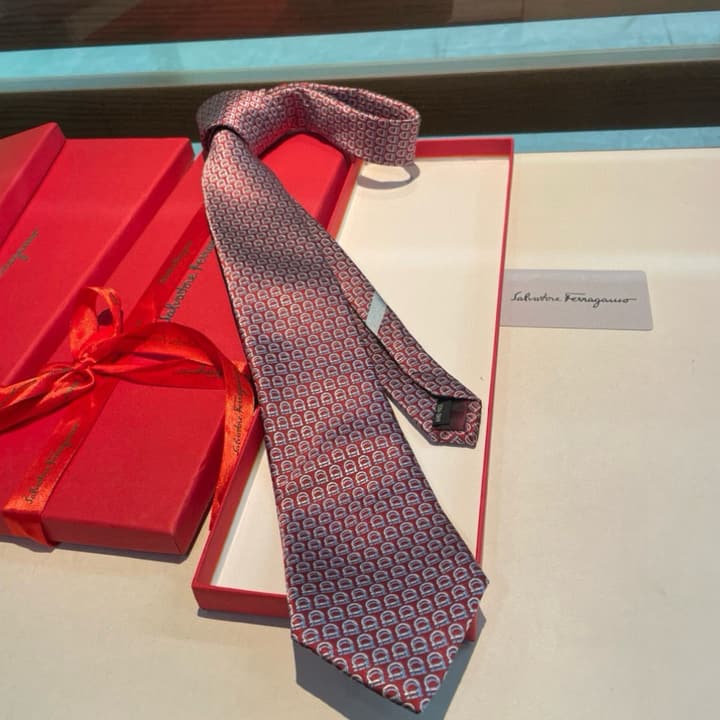 Ferragamo Men's Silk Tie Series in Burgundy
