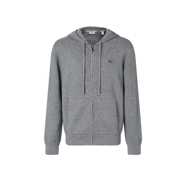Burberry Embroidered Zip Cardigan in Dark Navy