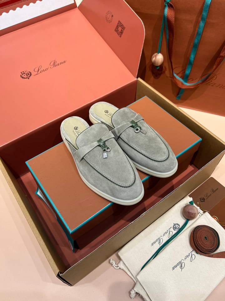 Loro Piana Women's Mules in Aqua Blue Suede