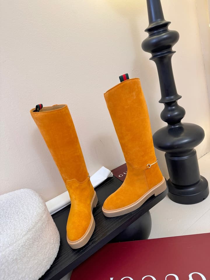 Gucci Runway Velvet Boots in Black Suede