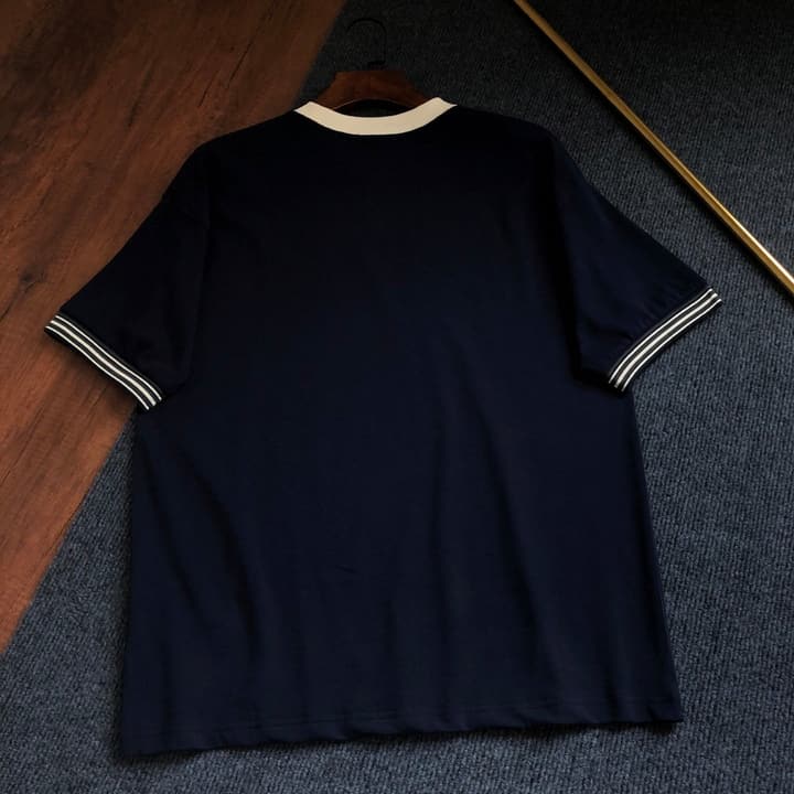 Dior Embroidered Logo T-Shirt – 2026SS in Apricot Ringer With Navy Collar