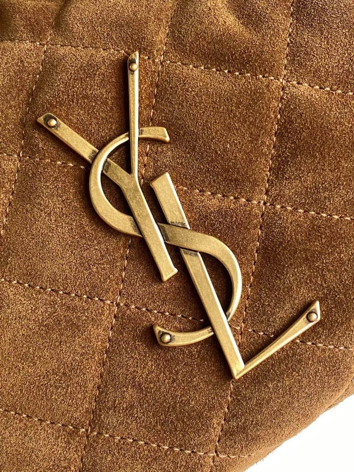 Saint Laurent ICARE Baby Lambskin Crescent Bag in Dark Brown Quilted