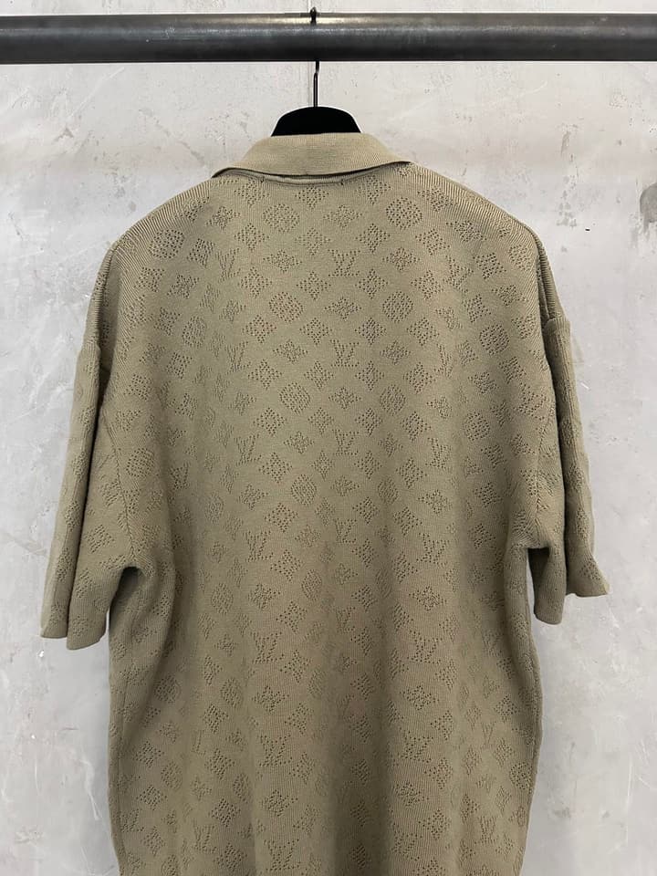Louis Vuitton LV Hollow Jacquard Logo Knit Sweater – SS26 in Coffee Brown