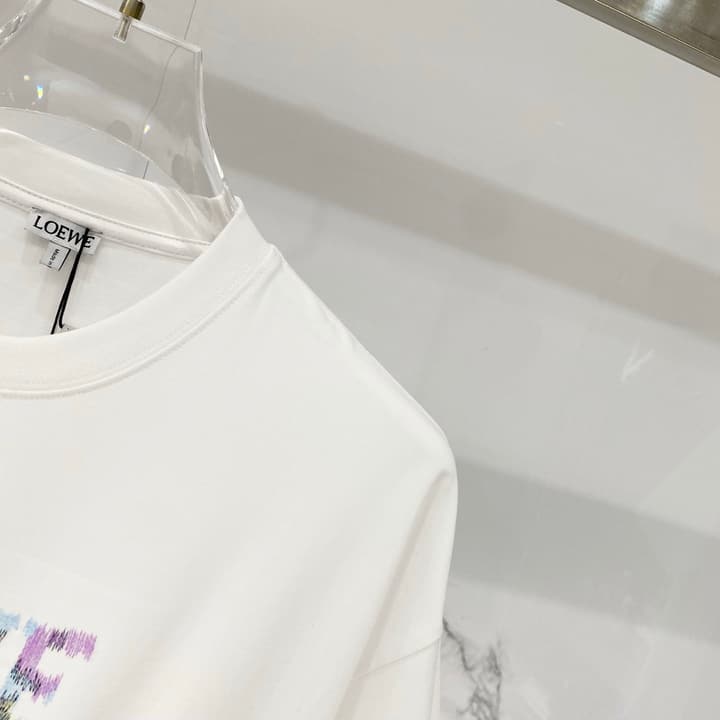 Loewe Rainbow Logo Embroidered Cotton T-Shirt in Classic Black