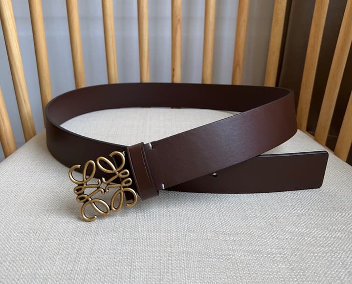 Loewe Narrow Leather Belt with Anagram Padlock Buckle in Black Leather With Silver Buckle