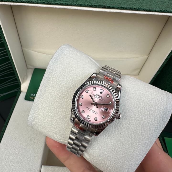Rolex Datejust 28mm Ladies Pink Dial Diamond Watch