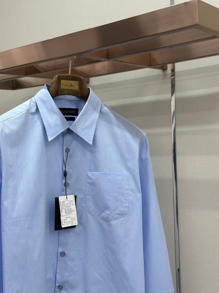 Louis Vuitton Pinstripe Jacquard Cotton Shirt – 25SS in Light Blue Pinstripe Jacquard