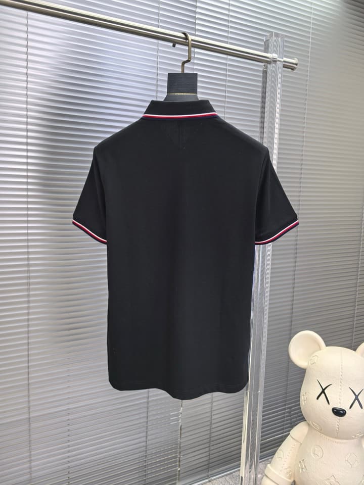 Moncler Embroidered Logo Pique Cotton Polo Shirt – Spring/Summer Collection – 2026SS in Black