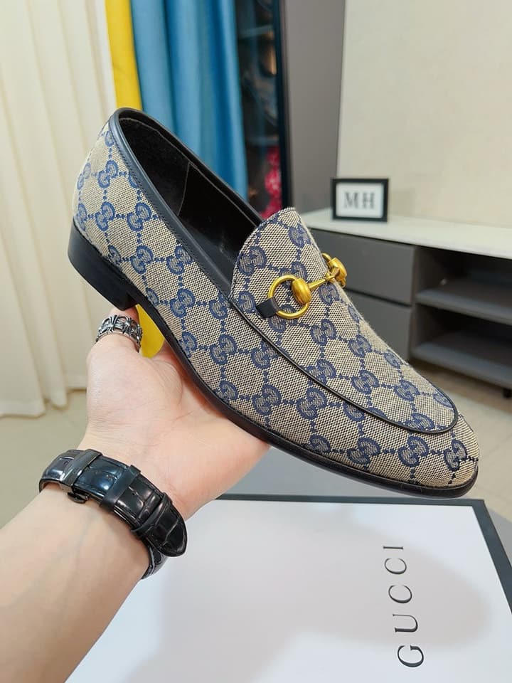 Gucci Calfskin Slip-On Loafers in Beige Monogram