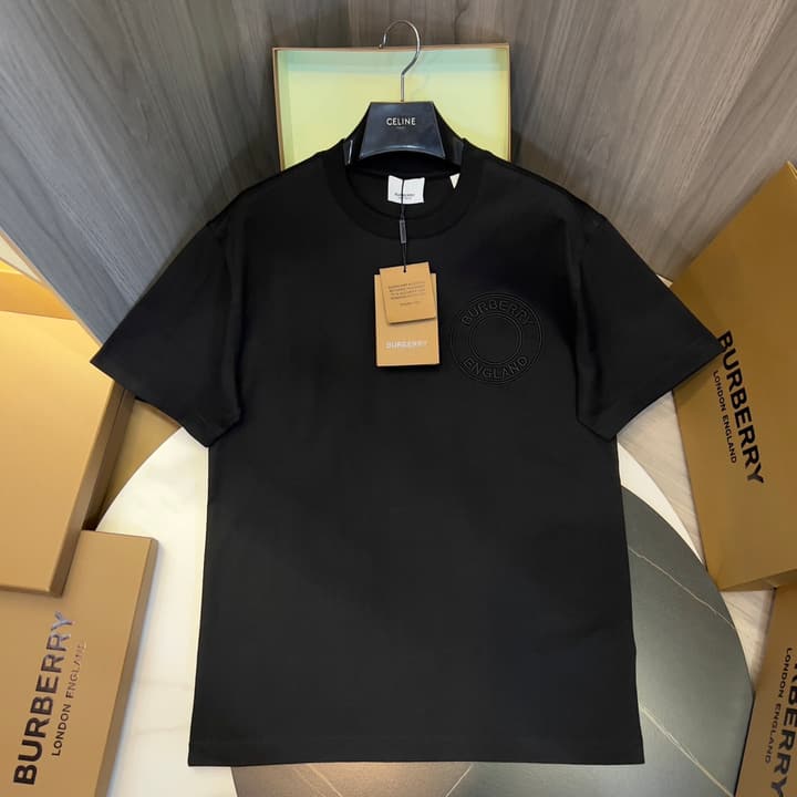 Burberry Micro-Logo Embroidered Cotton T-Shirt – Spring/Summer Collection in Black