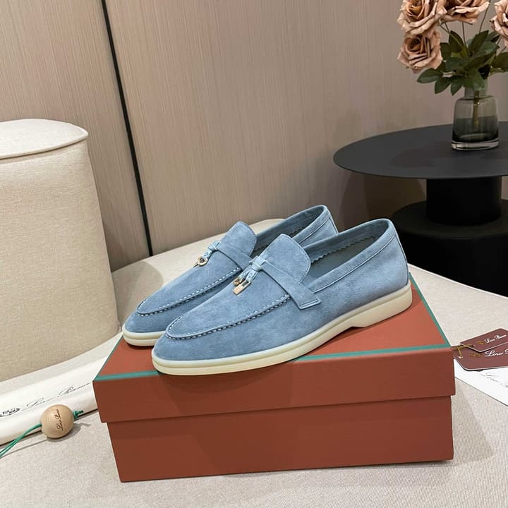 Loro Piana Summer Charms Walk Moccasin Loafers in Bright Orange Leather