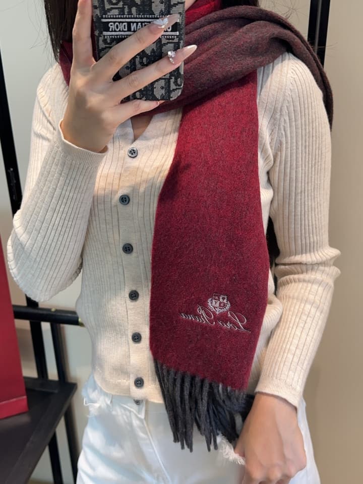 Loro Piana Plaid Wool Scarf in Beige/dusty Blue