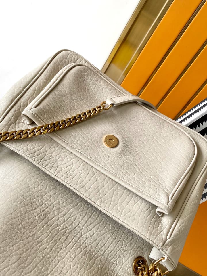 Saint Laurent Niki Medium Flap Bag in Cream Leather
