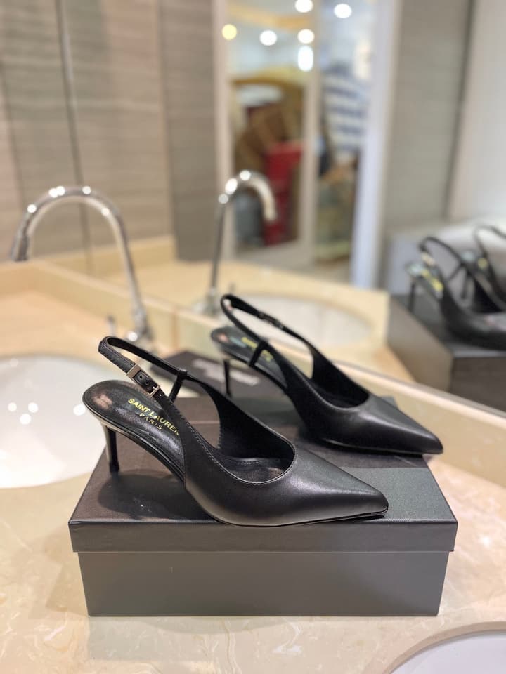 Saint Laurent Heeled Sandals – Summer Collection in Apricot