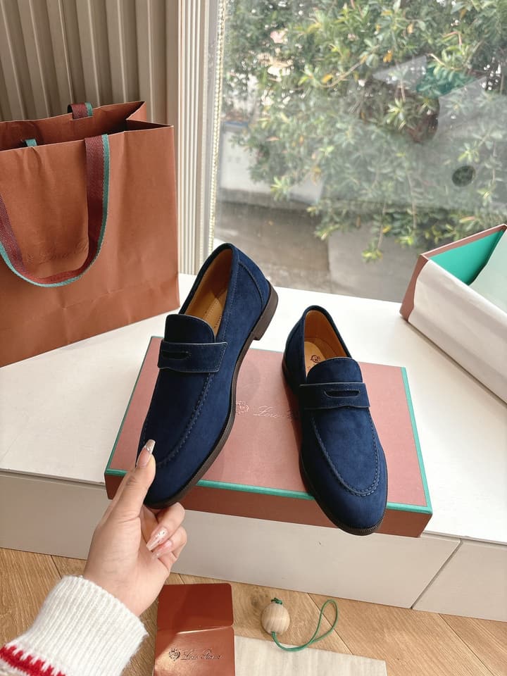 Loro Piana Loafers in Black Suede