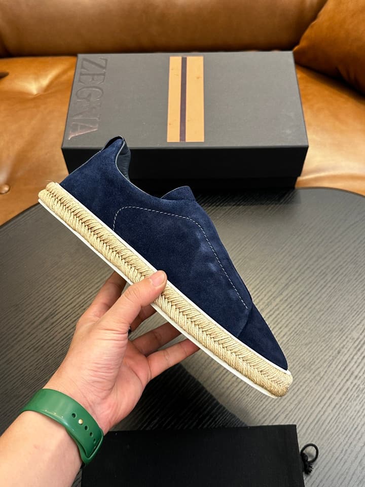 Ermenegildo Zegna Triple Stitch Low-Top Sneakers in Black Suede