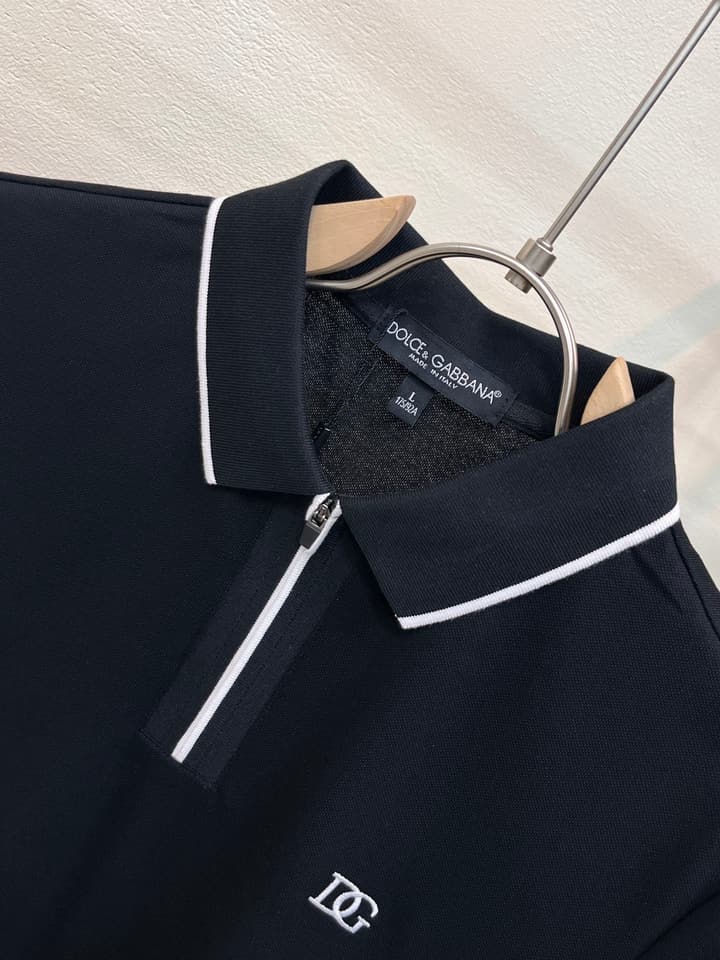 Dolce & Gabbana Embroidered Logo Pique Polo Shirt – 2026 Spring/Summer Collection in Classic Black