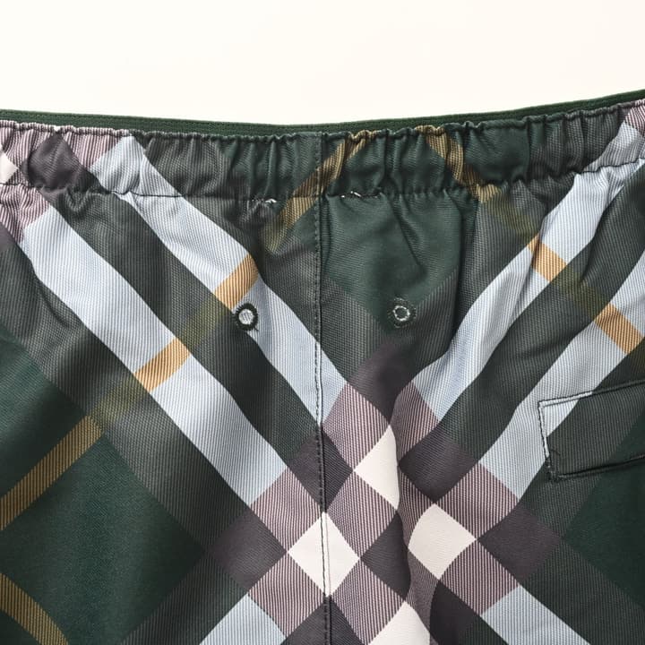 Burberry Check Mesh-Lined Swim Trunks in Green