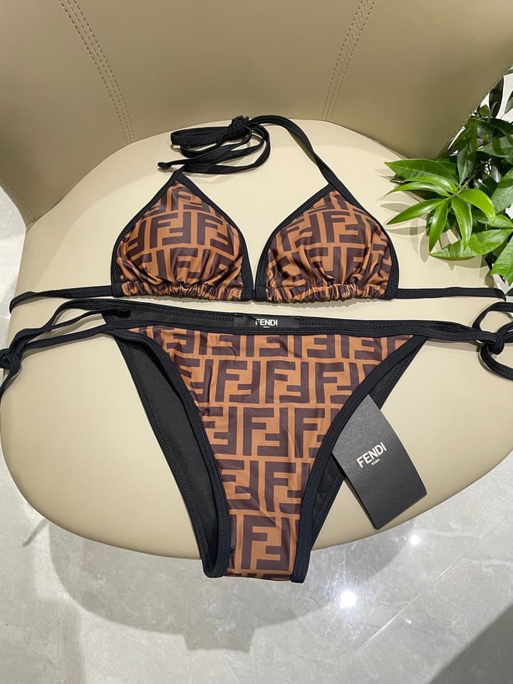 Fendi One-Piece Swimsuit in Brown Ff Monogram Set