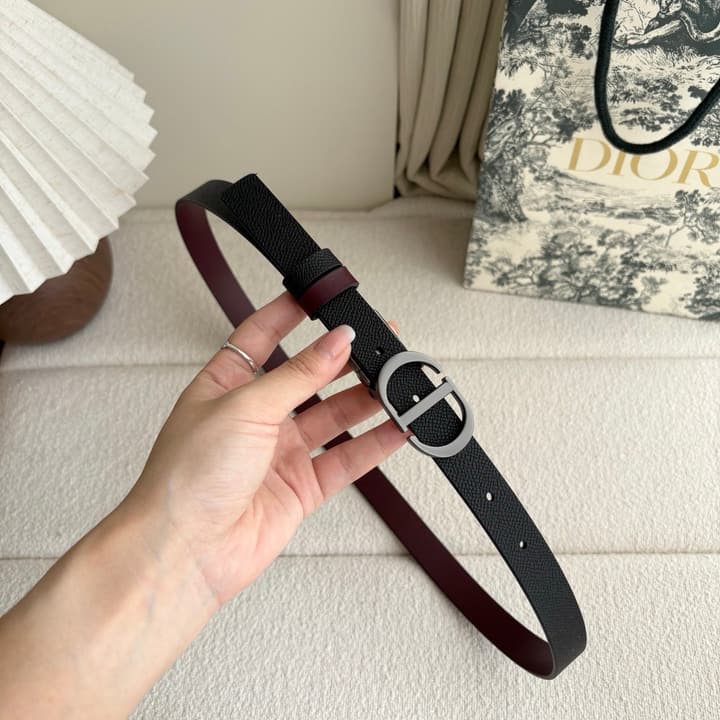 Dior Reversible Calfskin CD Buckle Belt in Black/burgundy With Gold Hardware