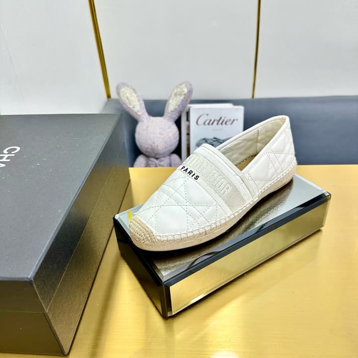 Dior Granville Embroidered Espadrille Flats in Beige/brown Oblique Pattern