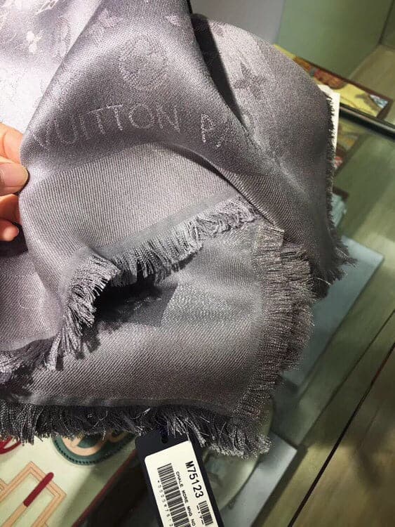 Louis Vuitton Classic Monogram Silk Wool Shawl in Beige
