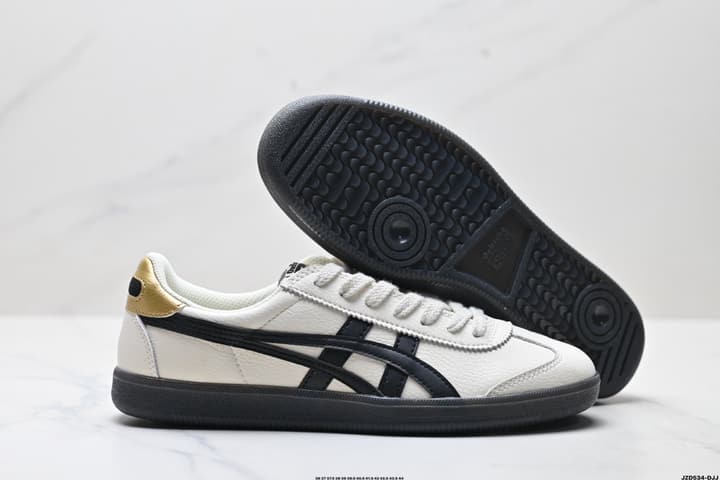 Asics Onitsuka Tiger Tokuten Retro Low-Top Sneakers in Cream Upper With Black Stripes And Black Sole