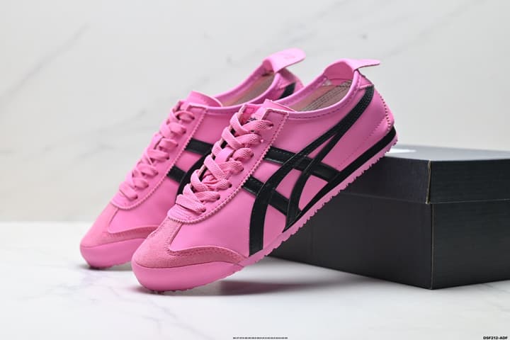 Onitsuka Tiger Mexico 66 NIPPON MADE Sneakers in Black With Pink Stripes
