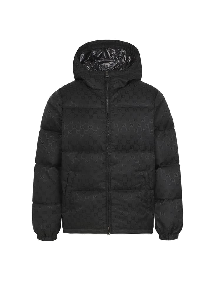Gucci GG Monogram Hooded Puffer Jacket in Black Gg Monogram Puffer