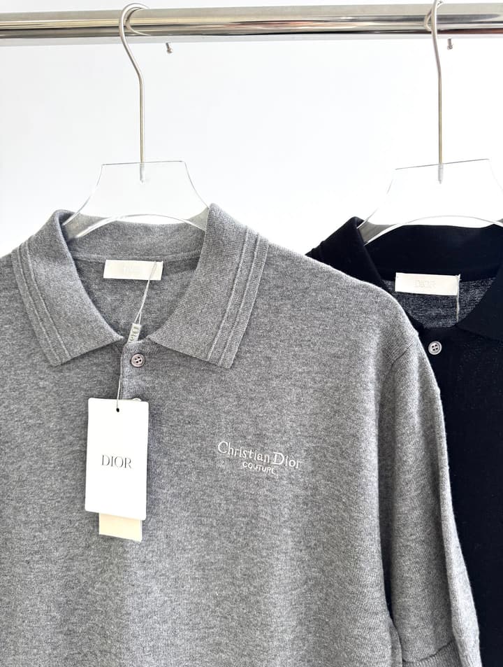 Dior Early Spring Mixed-Knit Polo Tee – 2025 in Black