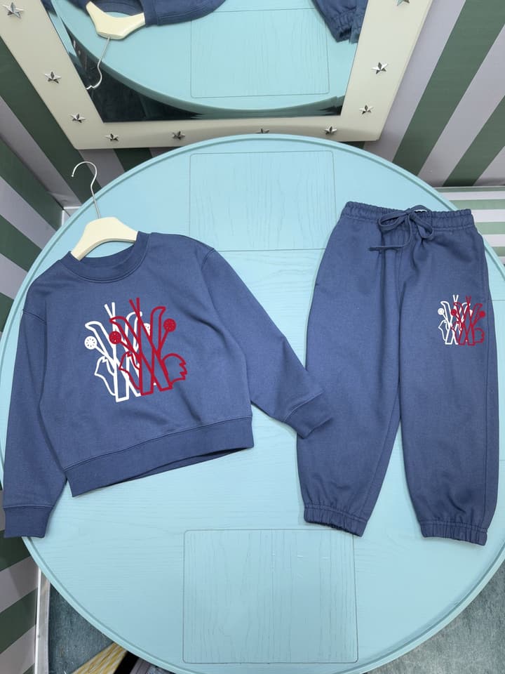 Moncler Kids Crewneck Sweatshirt Tracksuit – Kids Collection – 2025FW in Dark Navy Set