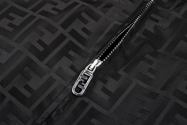 Fendi Stand-Collar Nylon Bomber Jacket in Black Jacquard Bomber Jacket