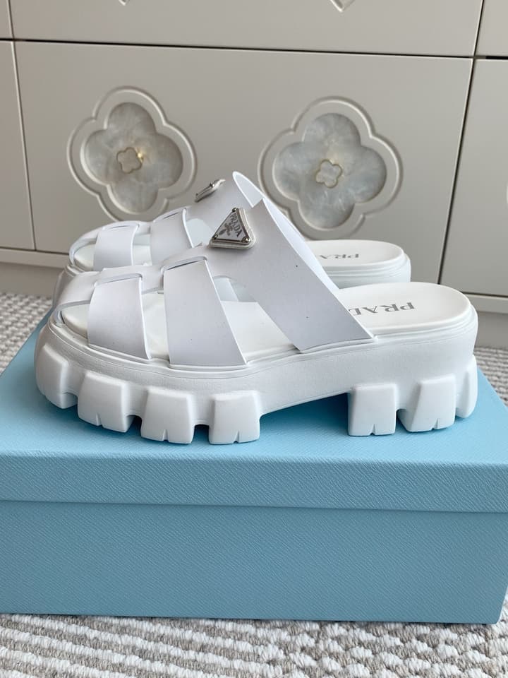 Prada Monolith Rubber Platform Mules in Black