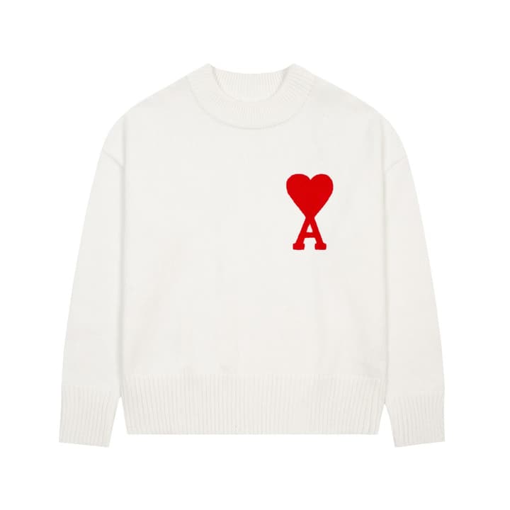 Ami Paris Classic Heart Embroidered Crewneck Sweater in Black