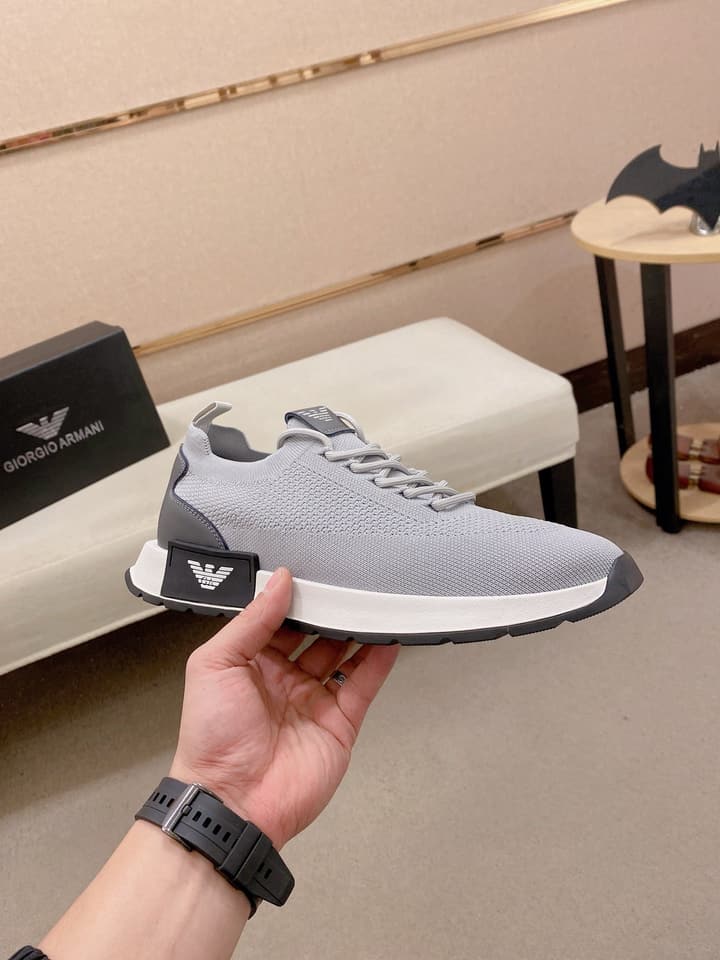 Armani Official Synchronized Knit Sneakers in Dark Grey Knit