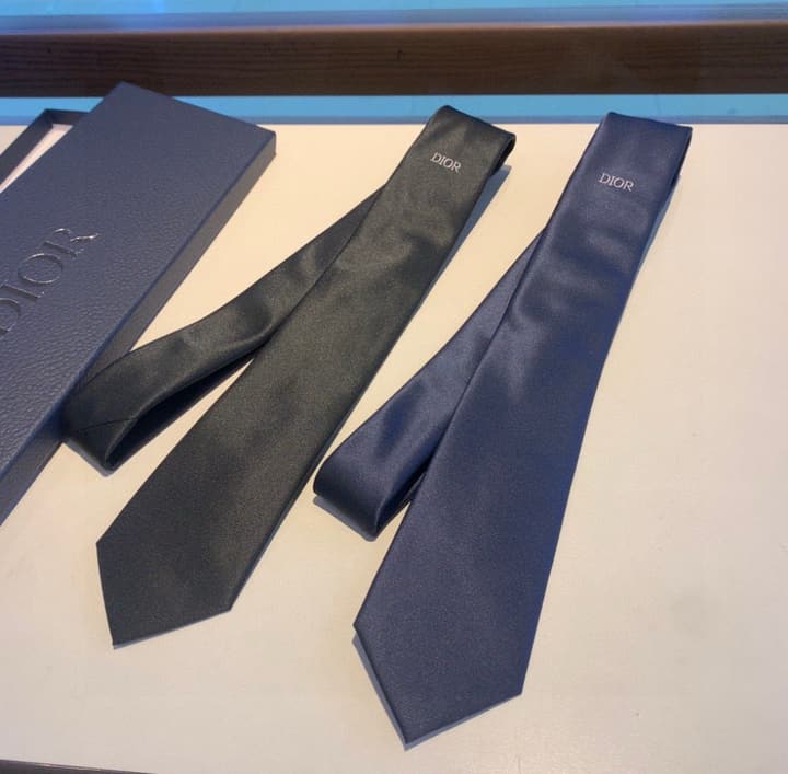 Dior Men's Logo Jacquard Tie in Deep Navy