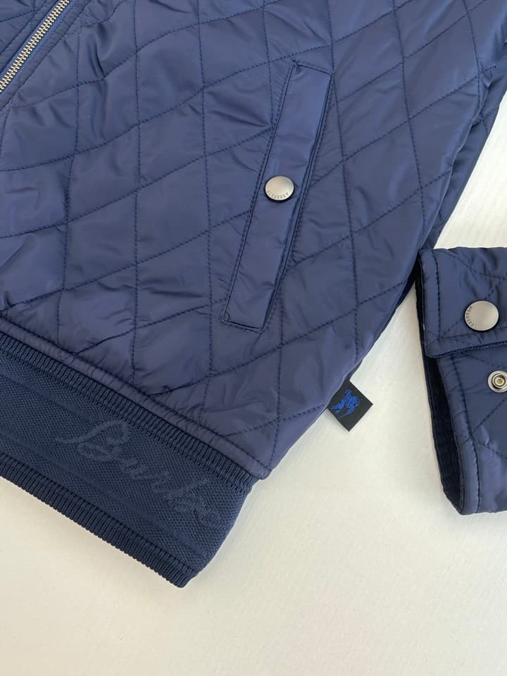 Burberry Diamond Quilted Stand Collar Nylon Jacket in Black