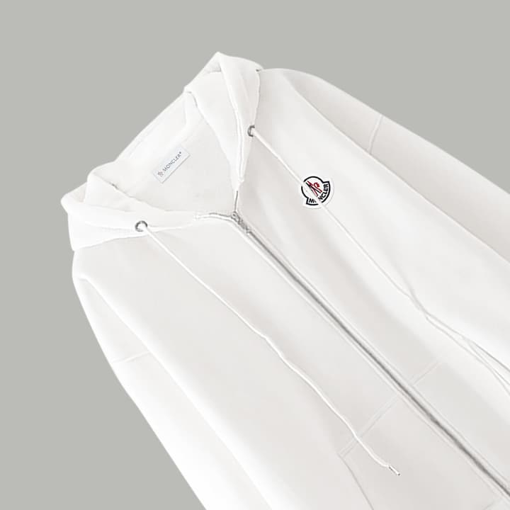 Moncler Classic Embroidered Logo Zip Hoodie in Black