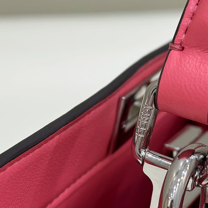 Fendi Peekaboo I See You Petite Handbag in Watermelon Pink Leather