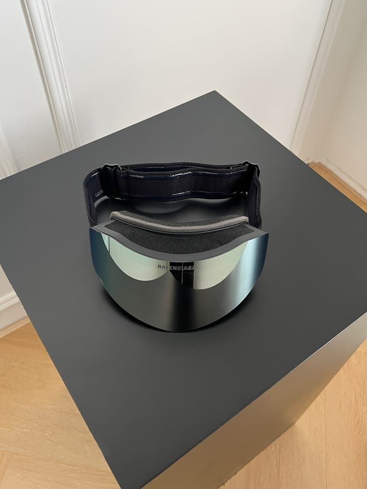 Balenciaga Silver Ski Goggles in Black Frame Dark Lens